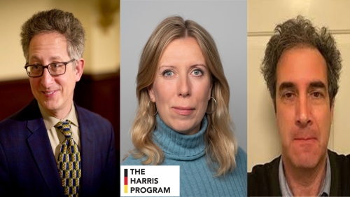 Harris Distinguished Visiting Professor Anna-Dorthea Ludewig, along with Professors Asaph Ben-Tov and Marc Caplan.​​​​​​
